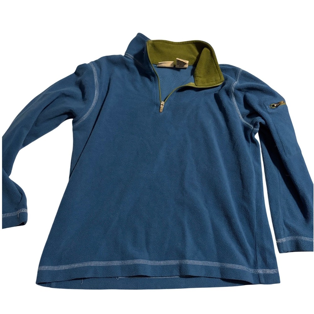 LL Bean Little Kids Blue Fleece Quarter Zip‎ Pullover Sweater Size 6X 7